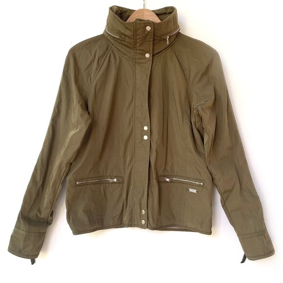Abercrombie & Fitch Womens Jacket Size S Hood Zip Up Water Wind Resistant Olive - Picture 1 of 16